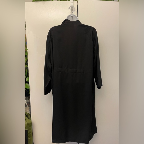 Black 3/4 sleeve lightweight tencel zip front trench size 4 - Picture 5 of 9